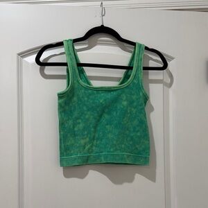 2 Way Cropped Cami Green Ribbed Tank Top